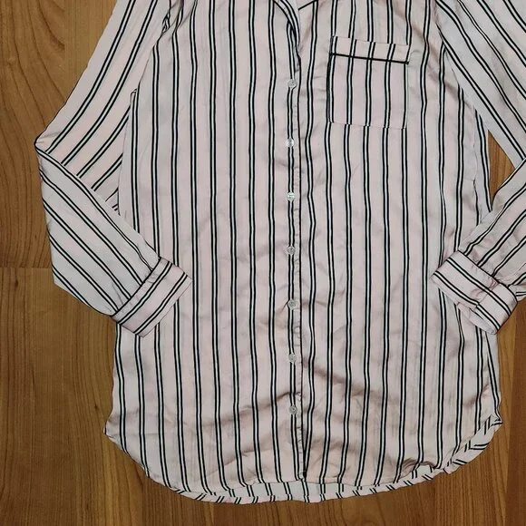 Forever 21 Striped Pajama Oversized Shirt || Small EUC - Picture 3 of 8